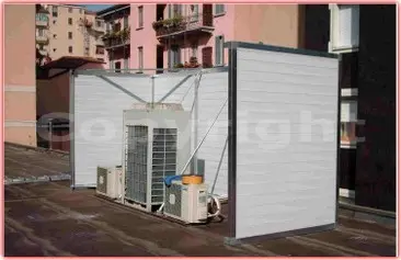 barriera schermo pompa calore isolamento acustico insonorizzazione Insonorizzazione Macchinari Rumorosi