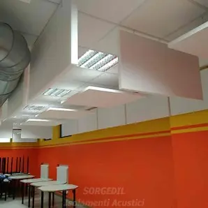 Pannelli acustici sospesi per ridurre il rimbombo a scuola<br /><br />